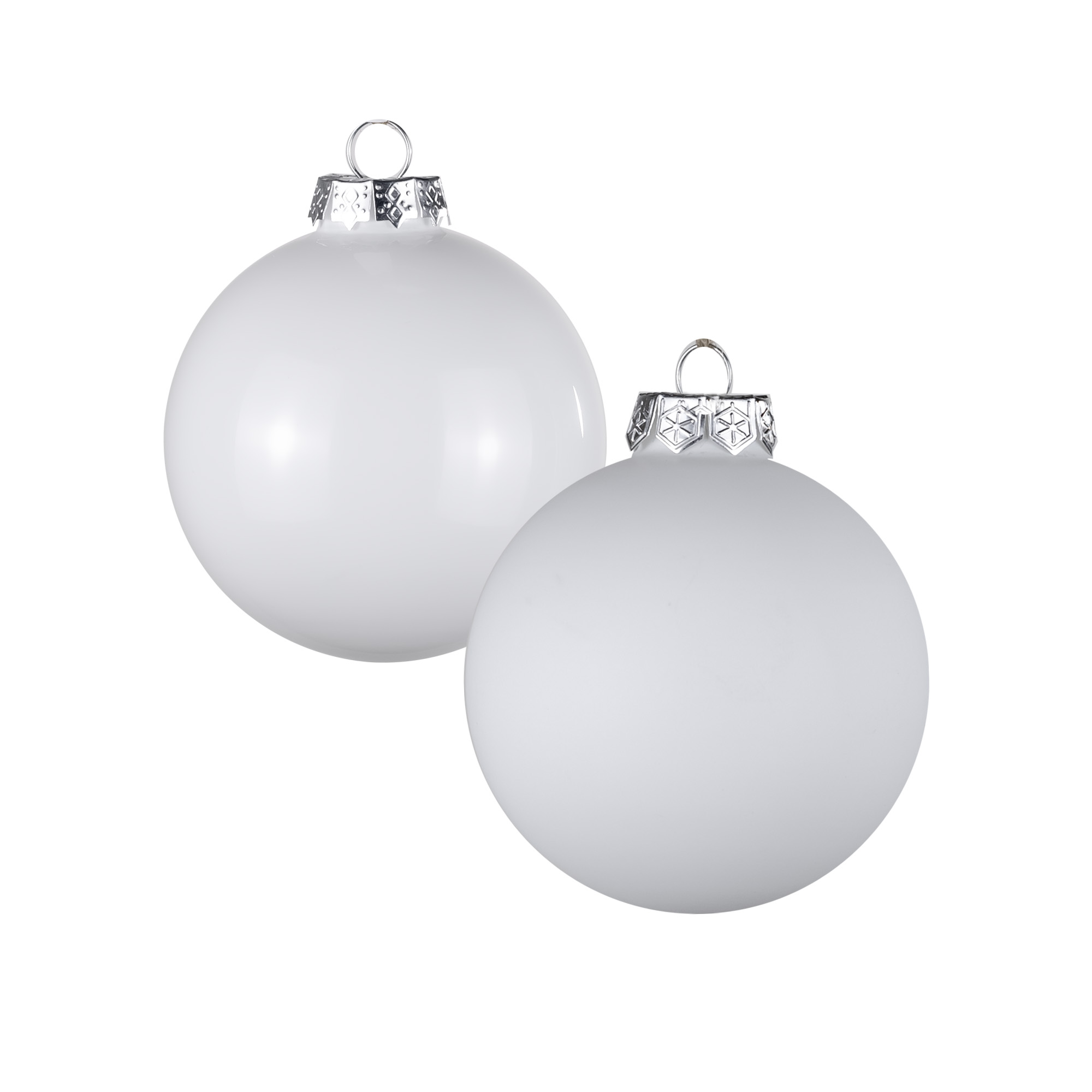 Glass christmas balls, plain , 16pcs, White